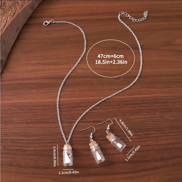 Necklace & Earrings Glow In Dark Ghosts in Glass Bottle Earrings, NEW - Picture 2 of 5